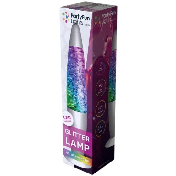 PartyFun Glitterlampa med Färgskiftande Ljus 34 cm