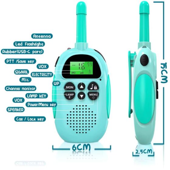 Barnens walkie talkie med ficklampa 3 km