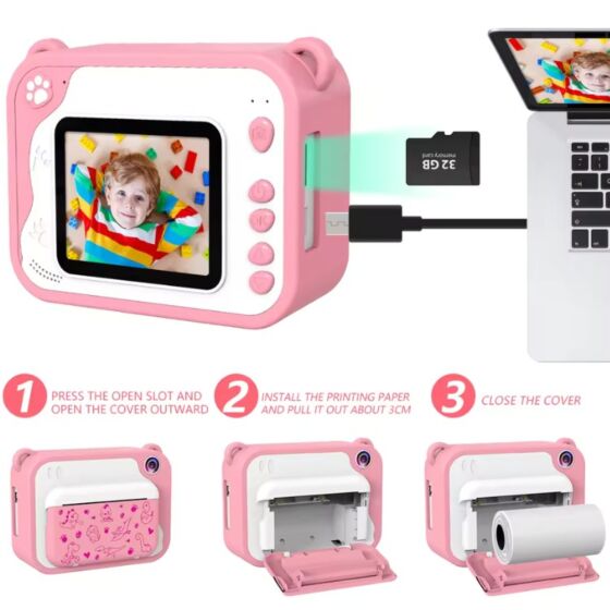 Polaroidkamera 3i1 med tillbehör rosa