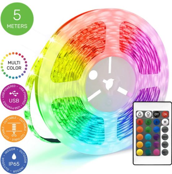 Flerfärgad LED-ljusslinga med fjärrkontroll
