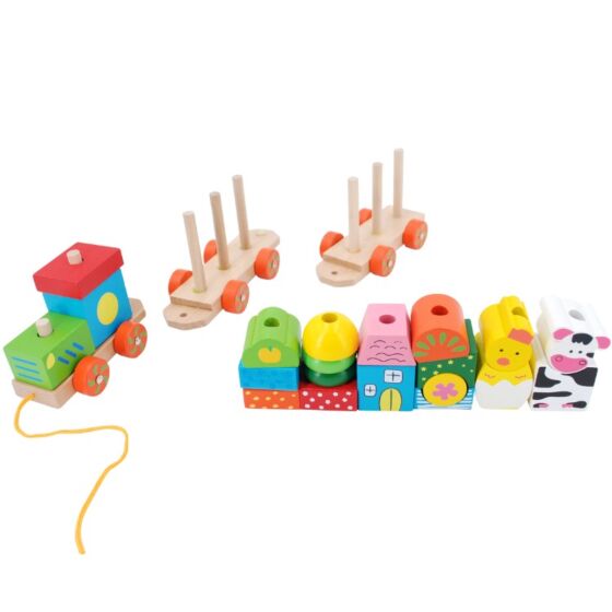 EduFun Trätåg med Färgade Klossar