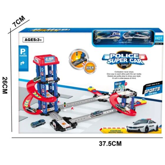 Polisstation lekset med garage och fordon