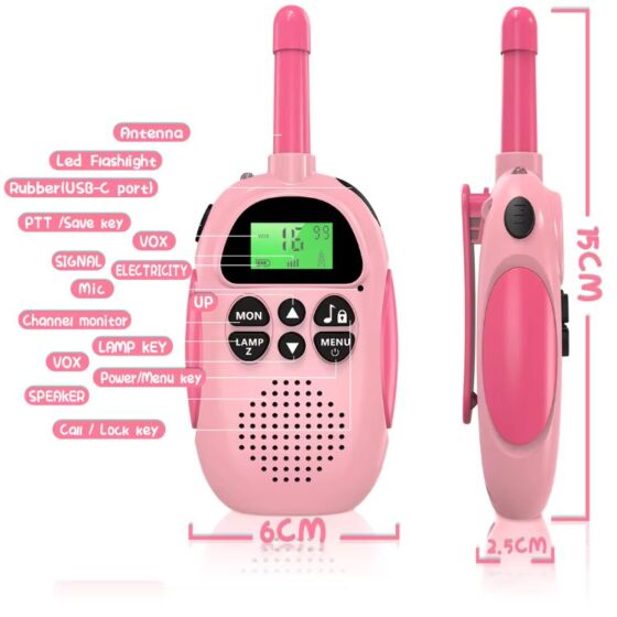 Rosa Walkie Talkie för Barn 3 km