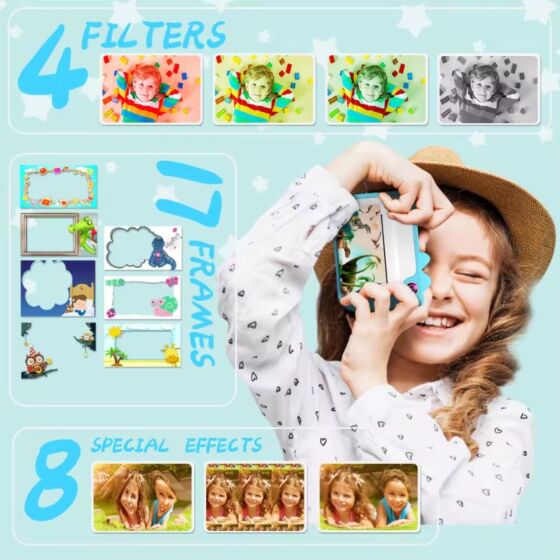 Polaroidkamera 3-i-1 med tillbehör blå