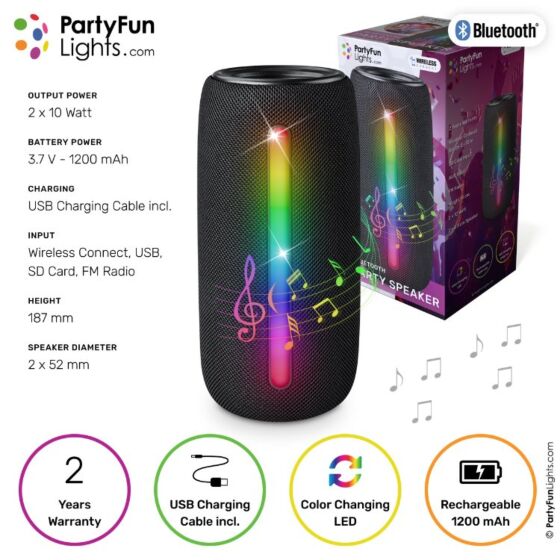 PartyFun Bluetooth-högtalare med LED-ljusshow