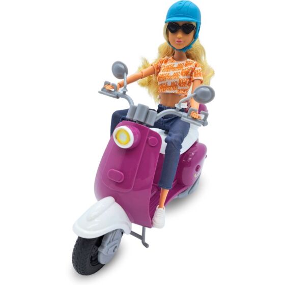 Anlily blond docka med rosa skoter