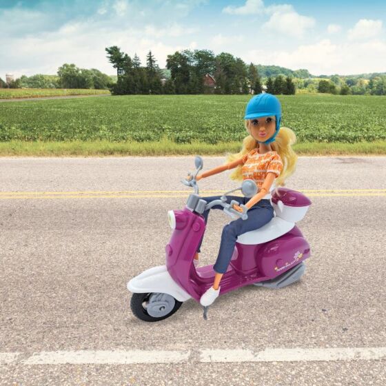 Anlily blond docka med rosa skoter