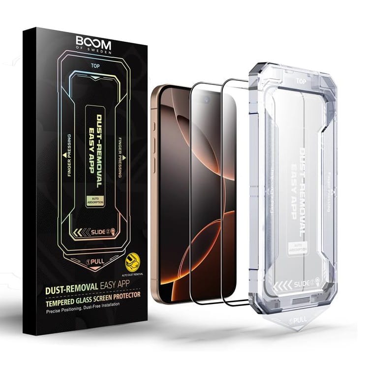 BOOM iPhone 17/16 Pro Härdat Glas 2‑pack
