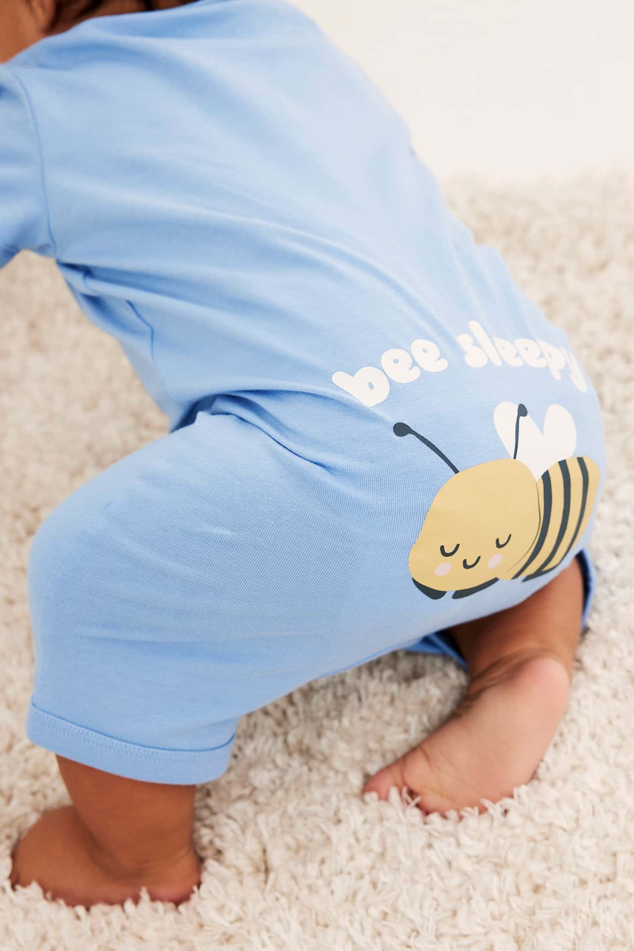 Mönstrad blå baby pyjamas 2-pack