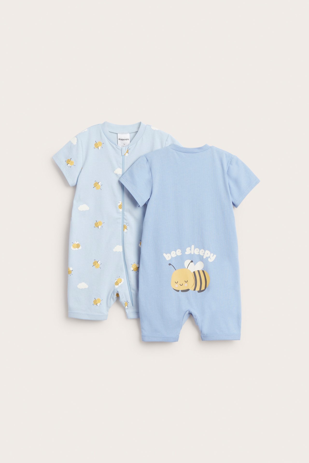 Mönstrad blå baby pyjamas 2-pack