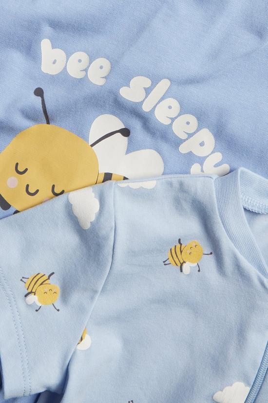 Mönstrad blå baby pyjamas 2-pack