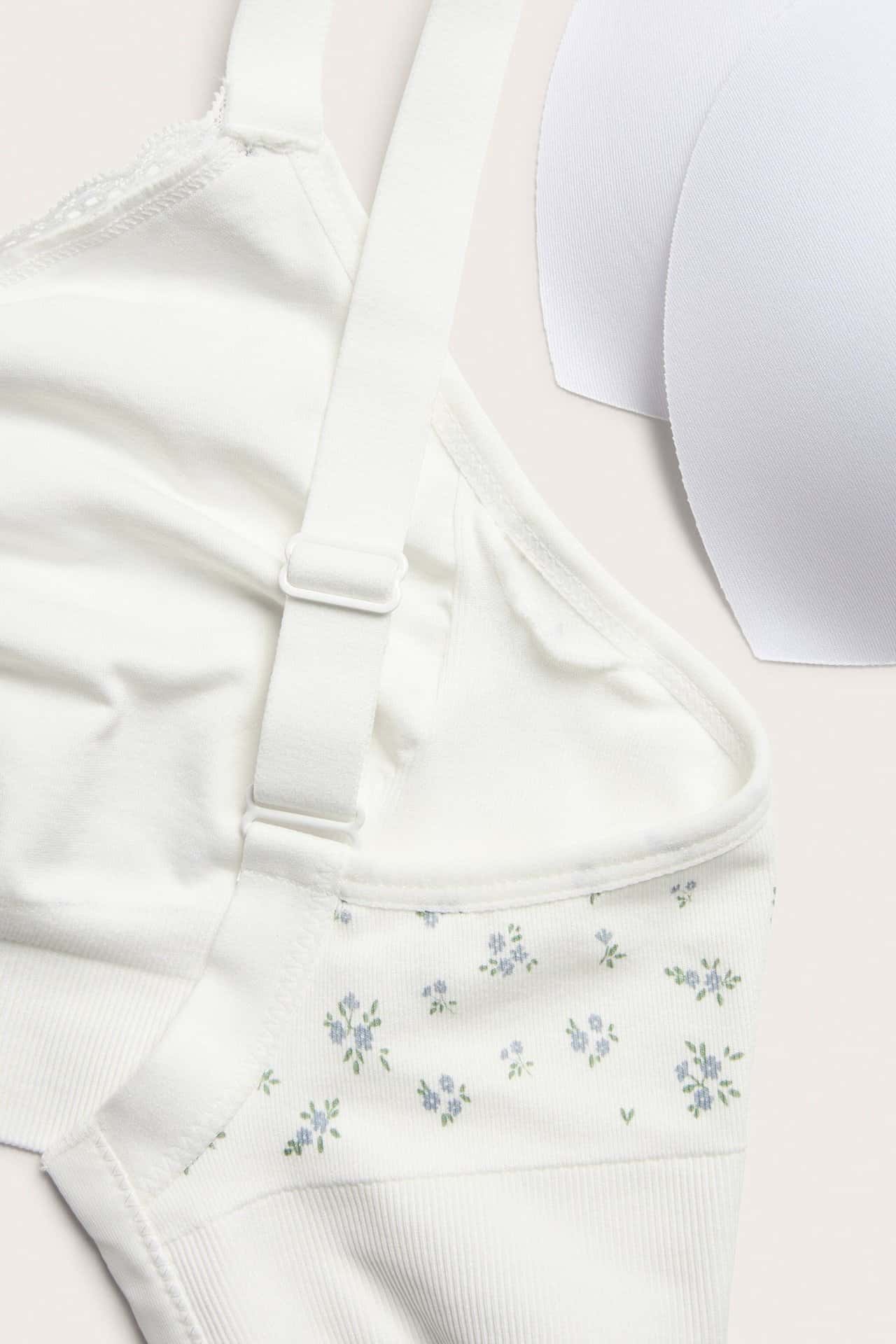 Mönstrad bygellös seamless bh offwhite