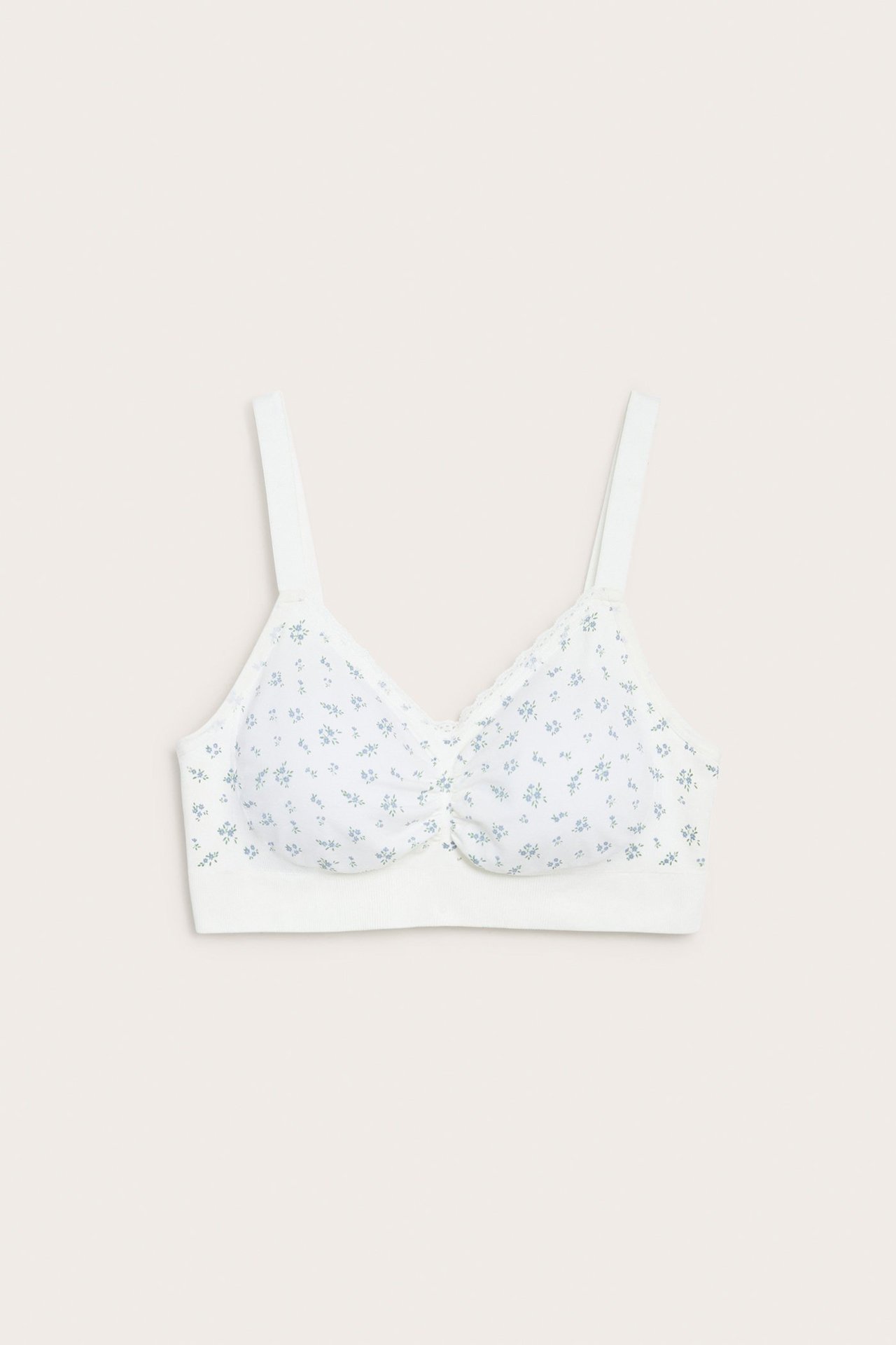 Mönstrad bygellös seamless bh offwhite