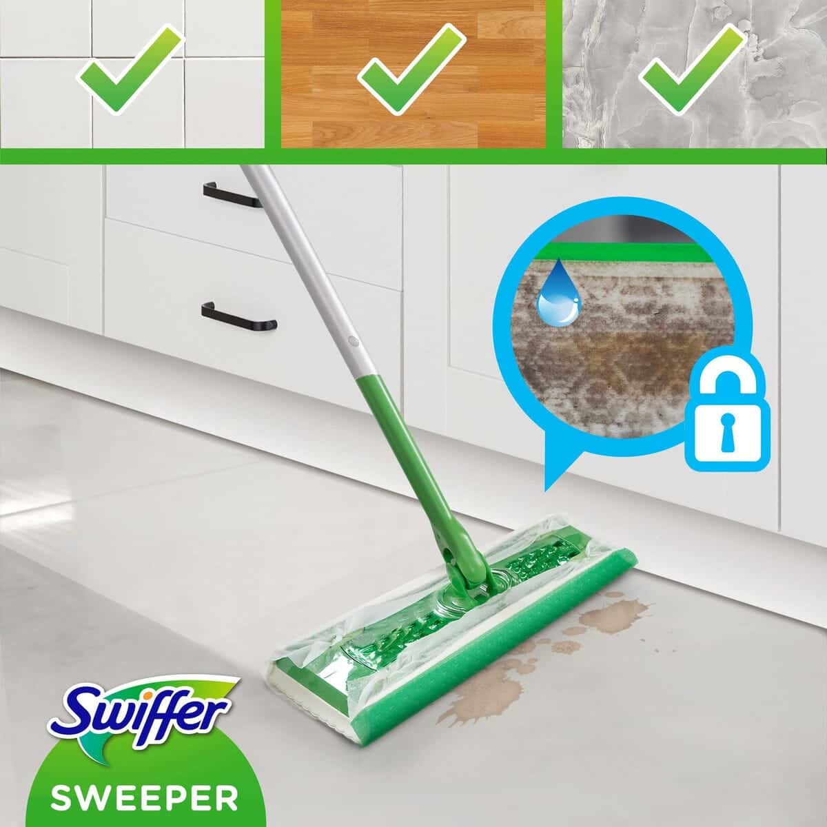 Swiffer Sweeper Startkit med mop och golvdukar