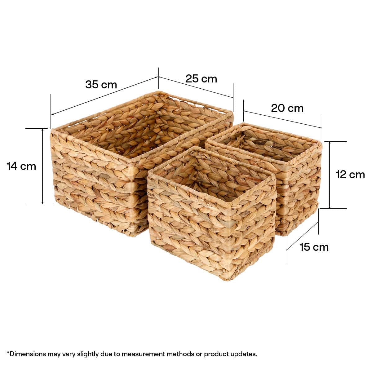 Förvaringskorgar i naturmaterial, 3-pack