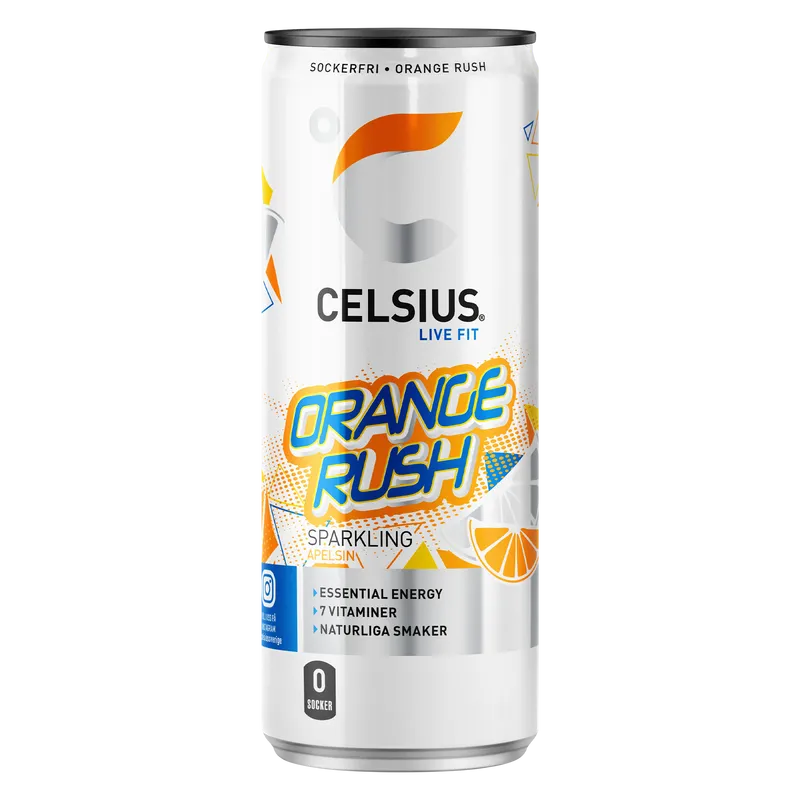 Pack of 24 Celsius Orange Rush Cans