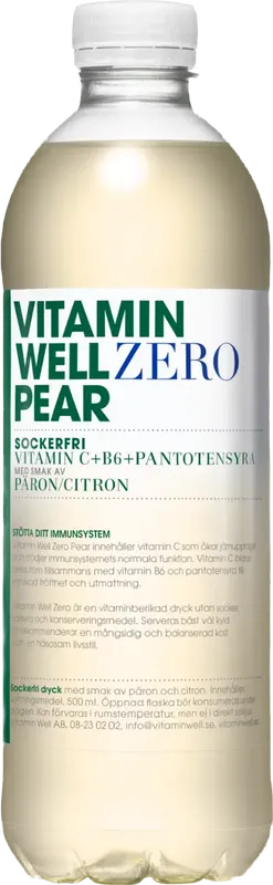 12 x Vitamin Well Zero Pear 500 ml