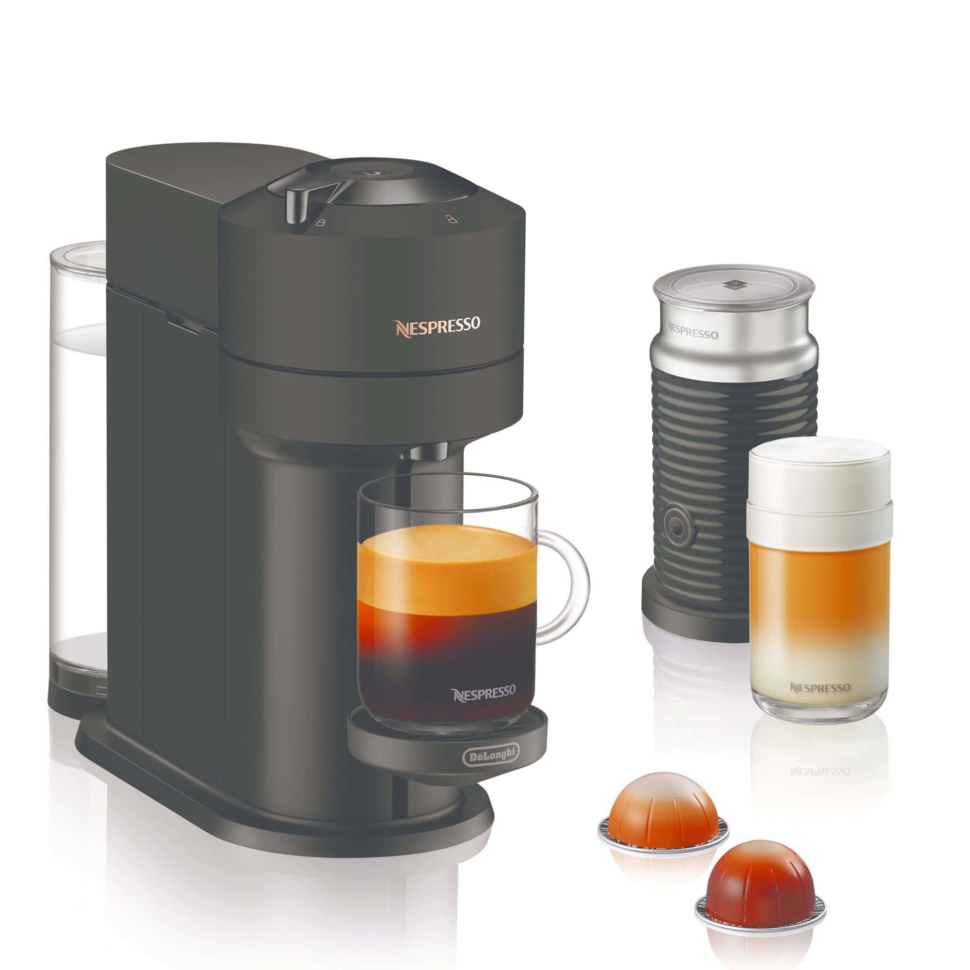 Nespresso Next kaffemaskin med mjölkskummare svart