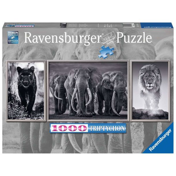 Ravensburger 1000-bitarspussel svartvitt djurmotiv