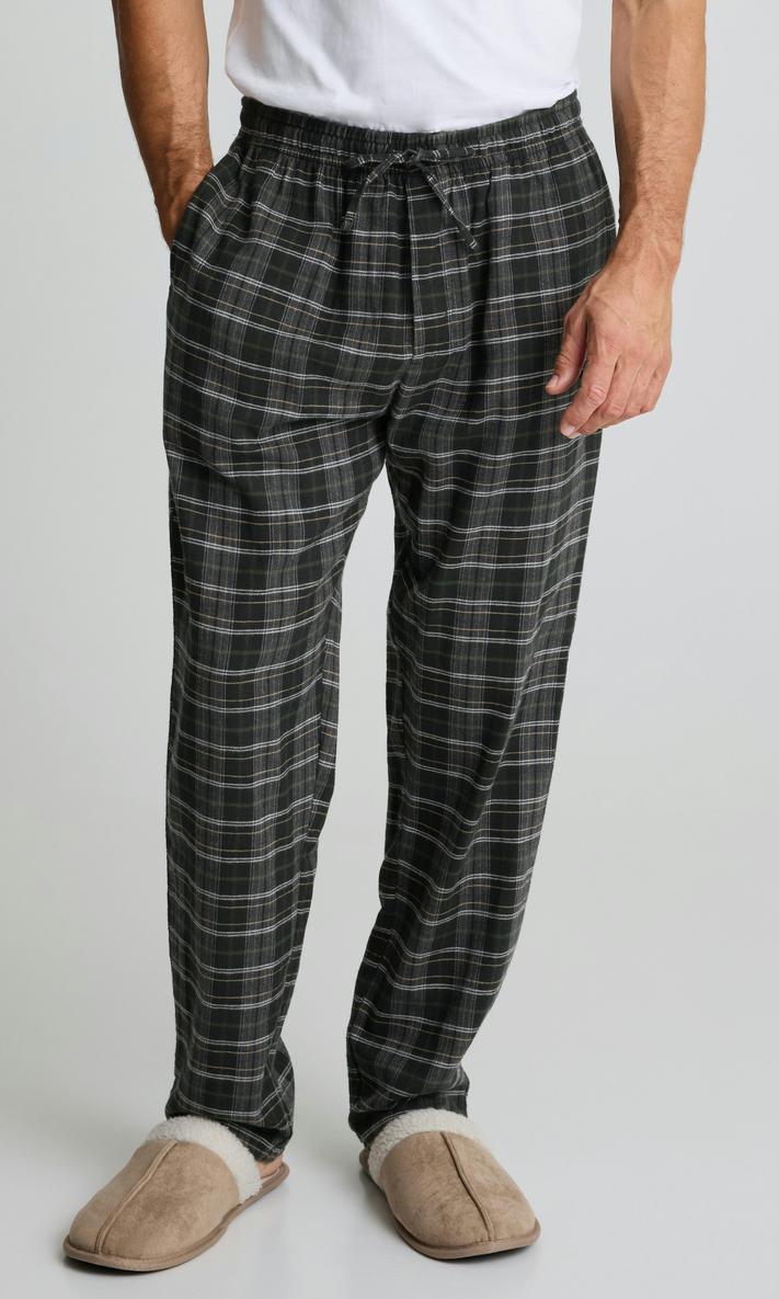 Mörkgrön Flanellpyjamasbyxa för Herr