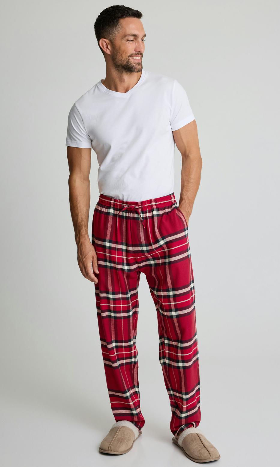 Röd flanellpyjamasbyxa för herr