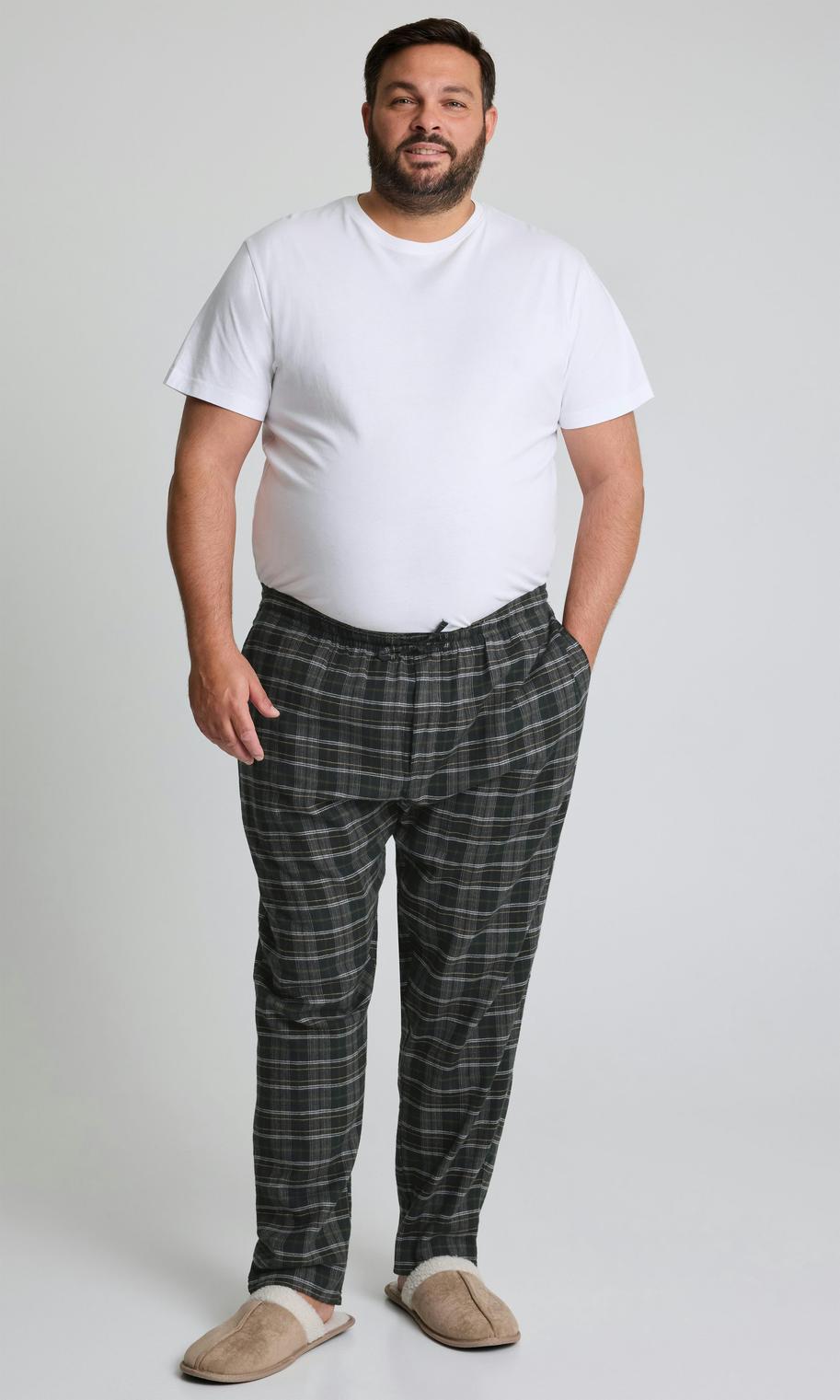 Mörkgrön Flanellpyjamasbyxa för Herr