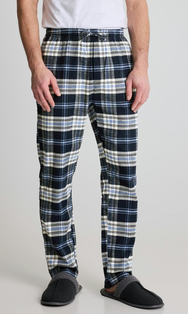 Marinblå Flanellpyjamasbyxa för Herr