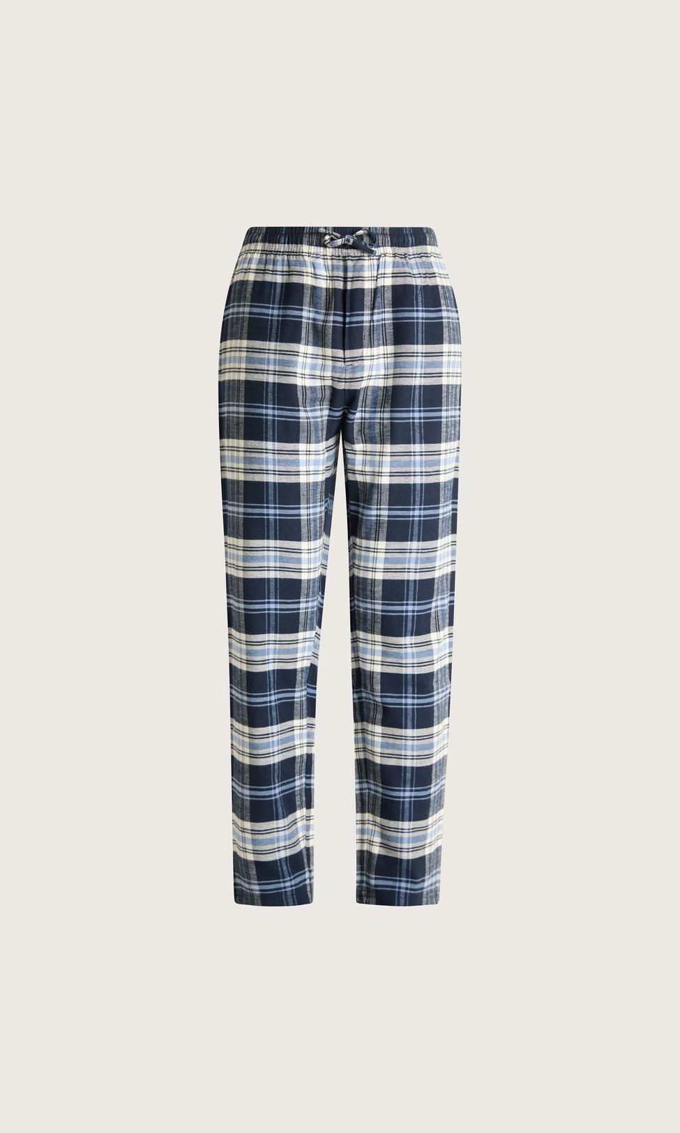 Marinblå Flanellpyjamasbyxa för Herr