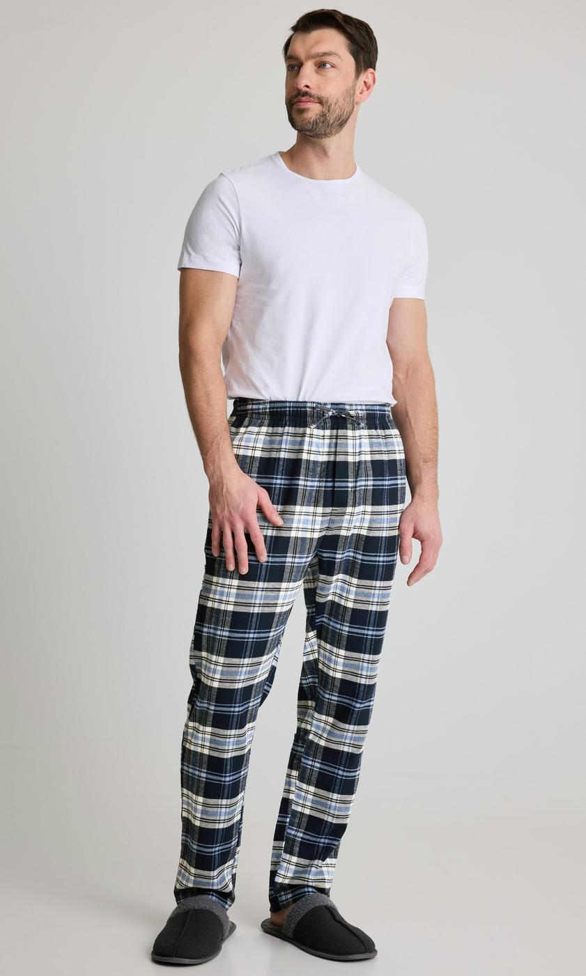 Marinblå Flanellpyjamasbyxa för Herr