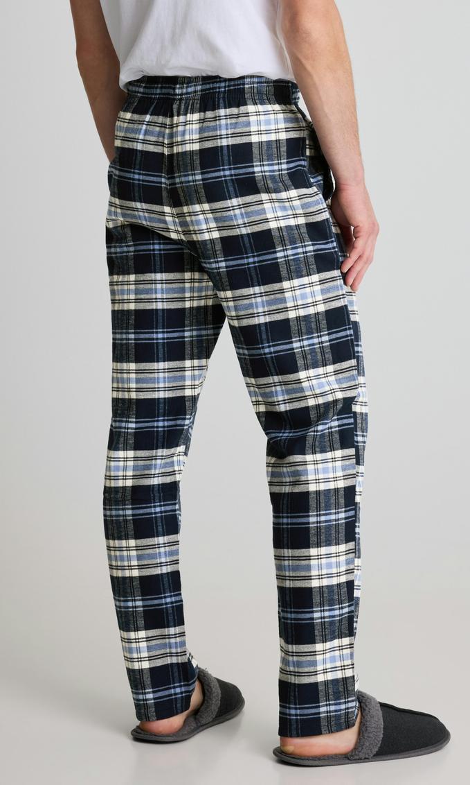 Marinblå Flanellpyjamasbyxa för Herr