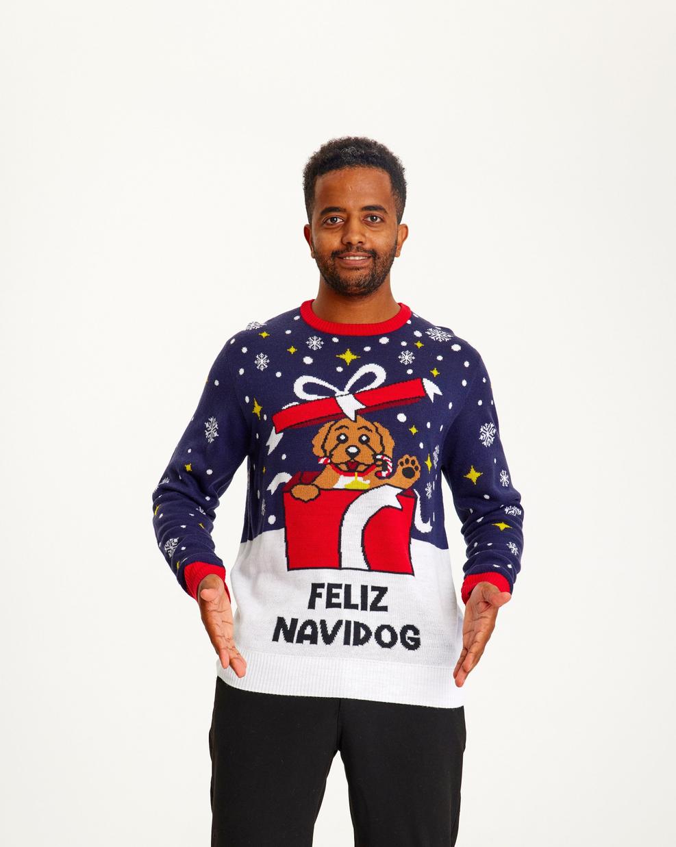 Feliz Navidog Sudadera Navideña para Hombre