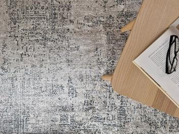 Amber Vintage Grå Tvättbar Matta