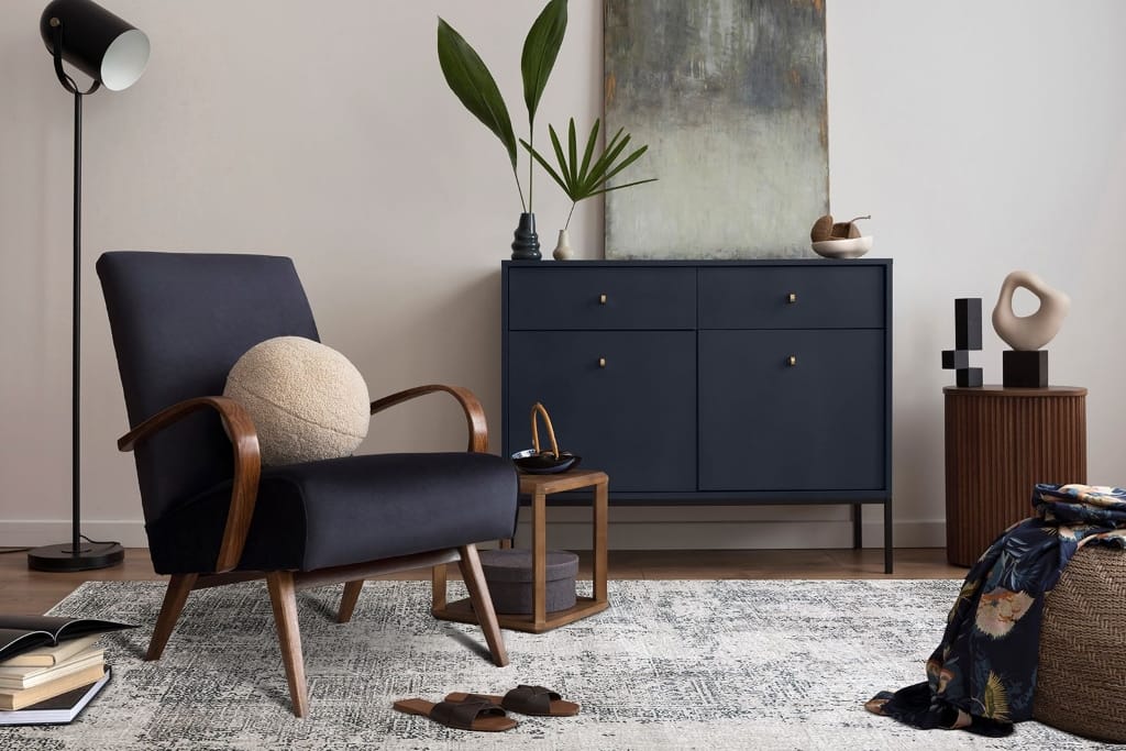 Amber Vintage Grå Tvättbar Matta