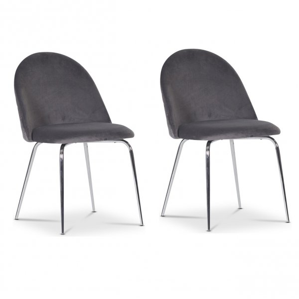 Grå stol med kromade ben Plaza