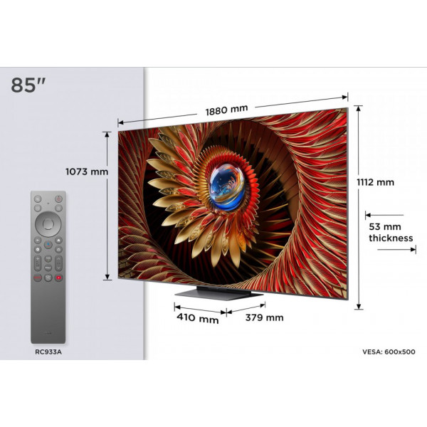 TCL 85" C8K 4K QD Mini‑LED TV