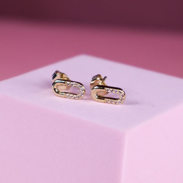 Elegant Dual-Tone Half & Half Earrings