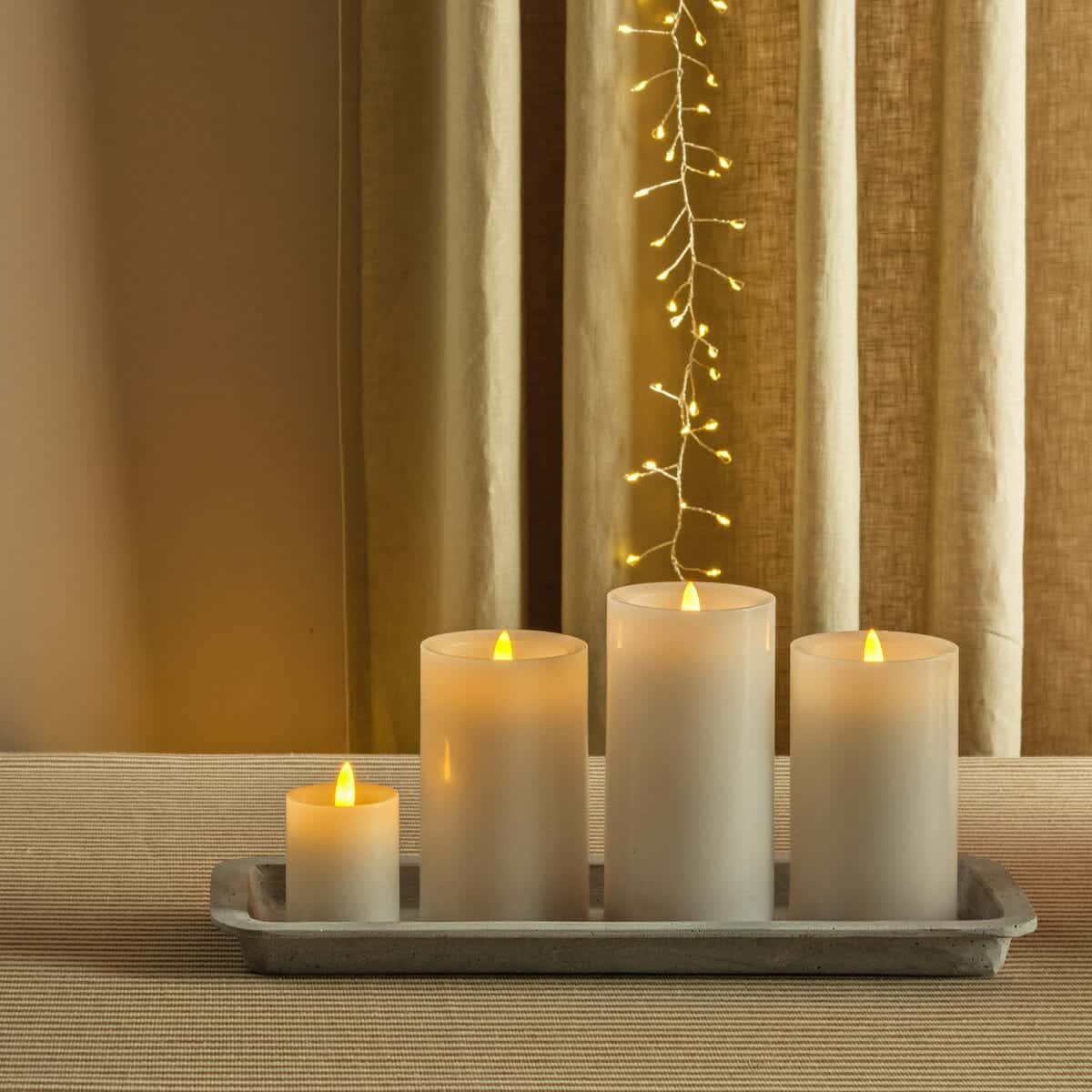 Avlångt betongljusfat för blockljus 35 cm