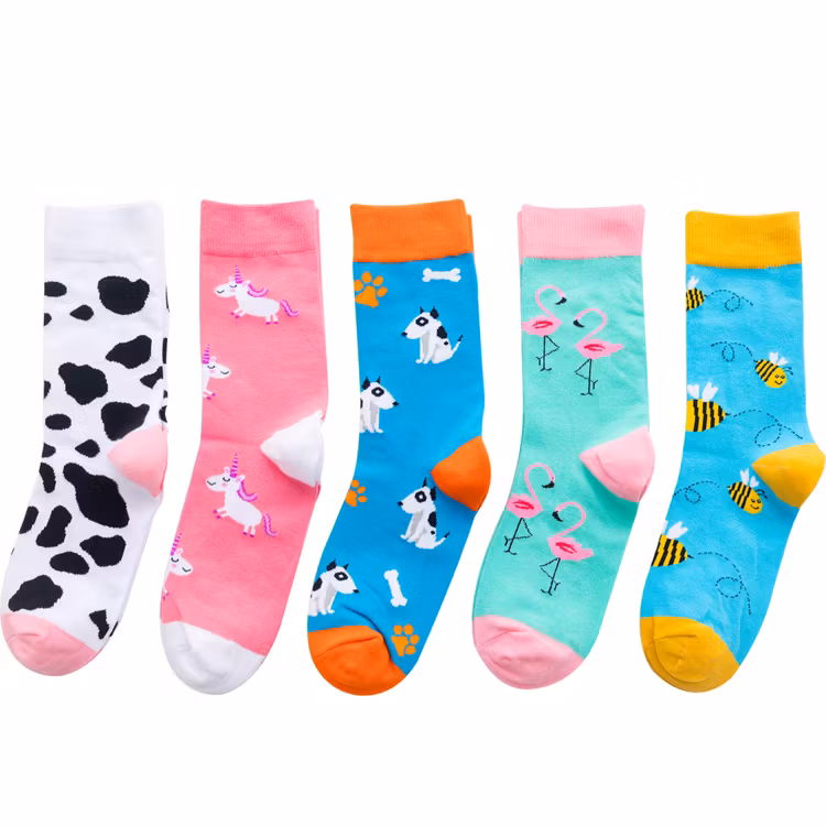 Slitstarka djurstrumpor i bomull, 5‑pack