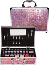 Casuelle Rosa Holografisk Sminkväska med Spegel