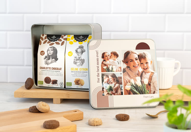 Metallkakburk med personligt foto