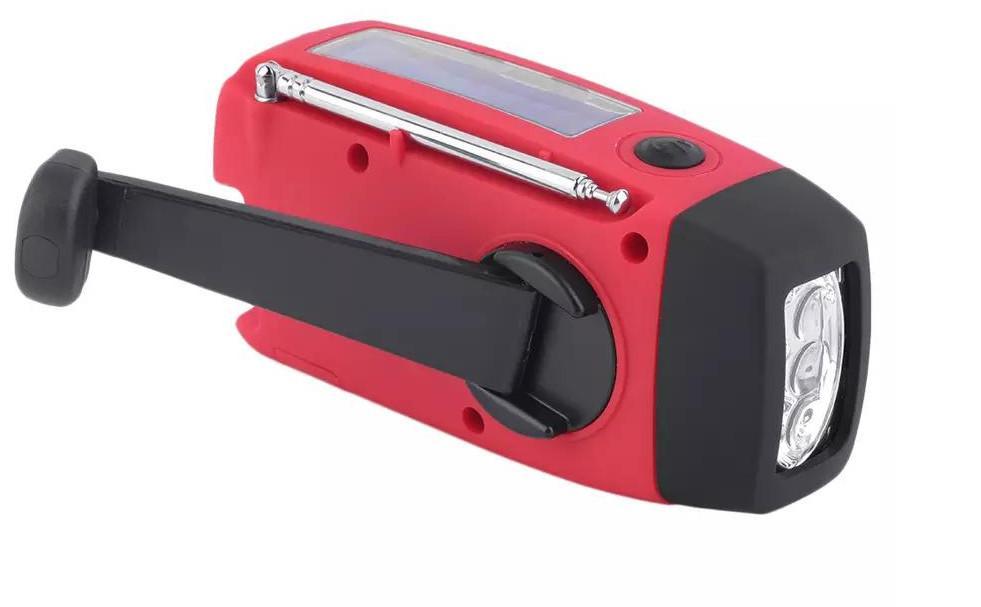 Röd Nödradio med Solceller och Powerbank