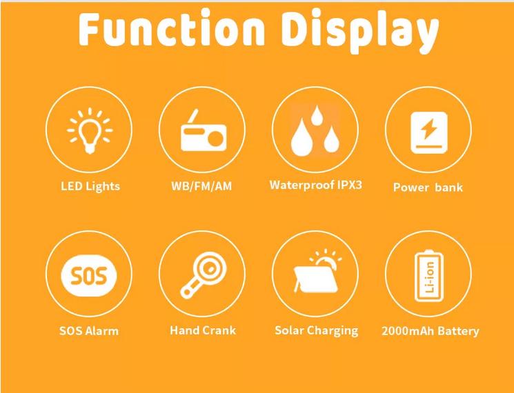 Svart Vevradio med Solceller och Powerbank