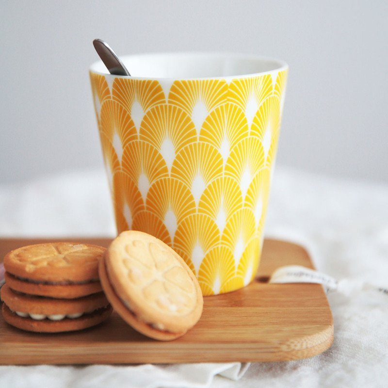 Lattemugg Gul Solfjäder 300 ml