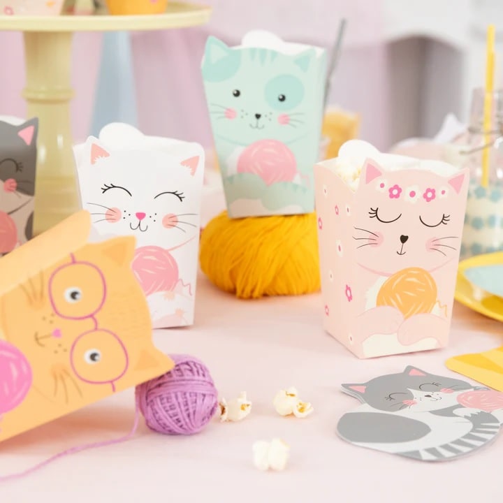 Katt Popcornboxar 6-pack Partyset