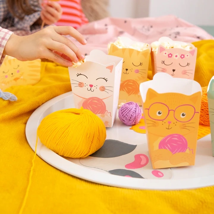 Katt Popcornboxar 6-pack Partyset