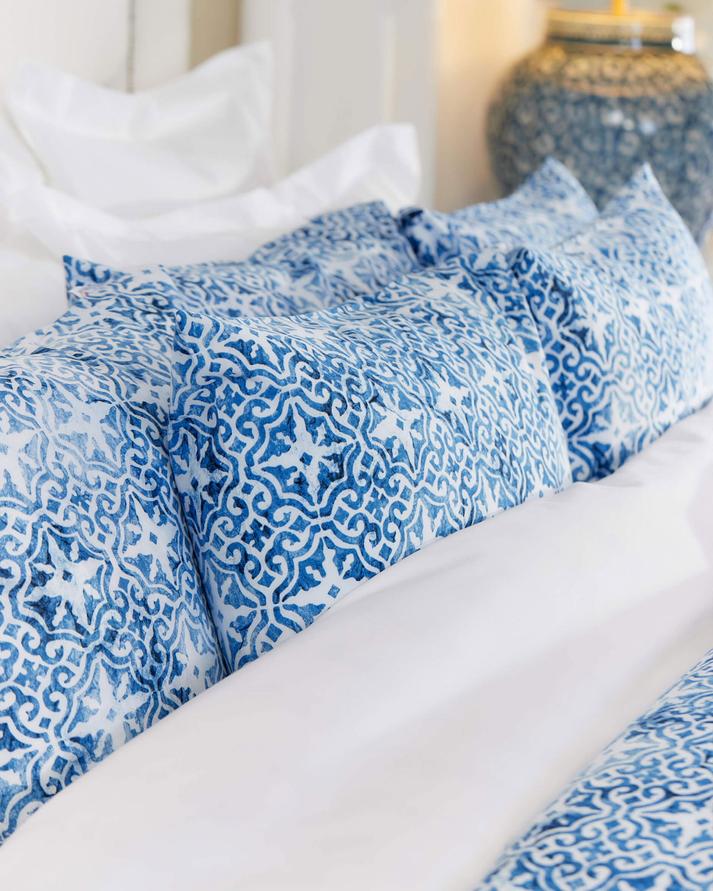 Portofino blått påslakanset i bomull