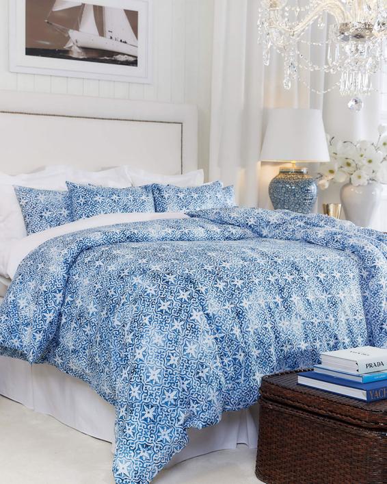 Portofino blått påslakanset i bomull