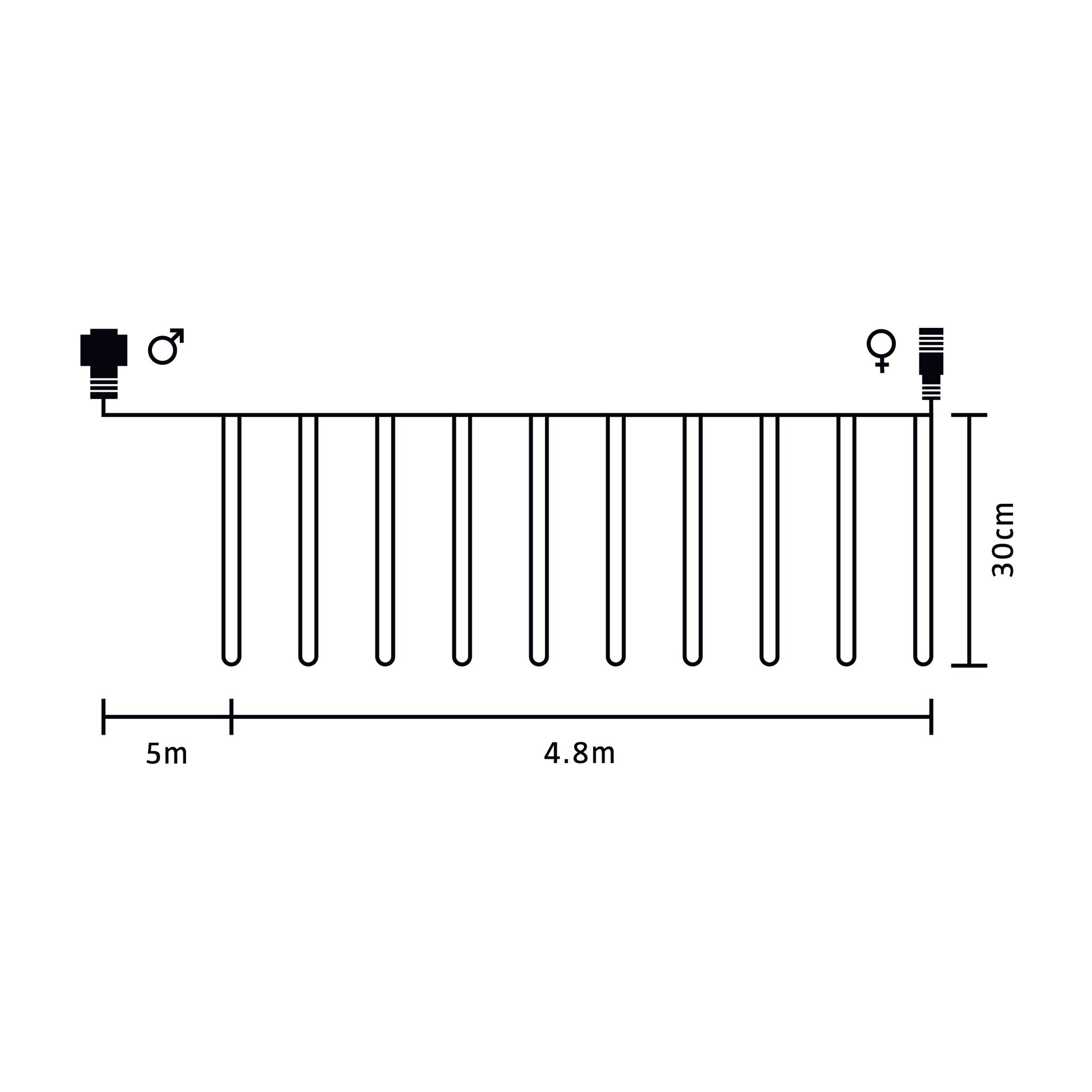 Meteorregn LED 31V 4,5m IP44 Lyskjede