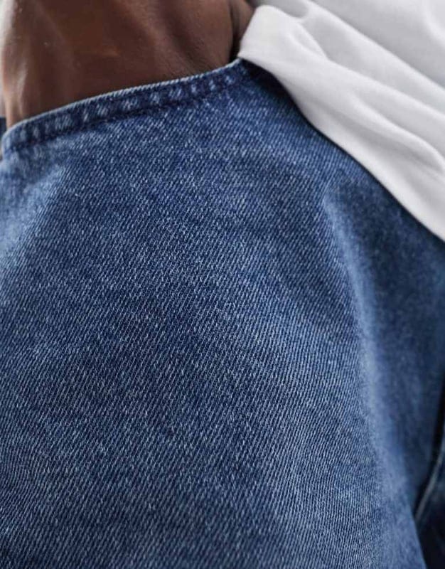 ASOS DESIGN Blå Raka Jeans med Dragsko