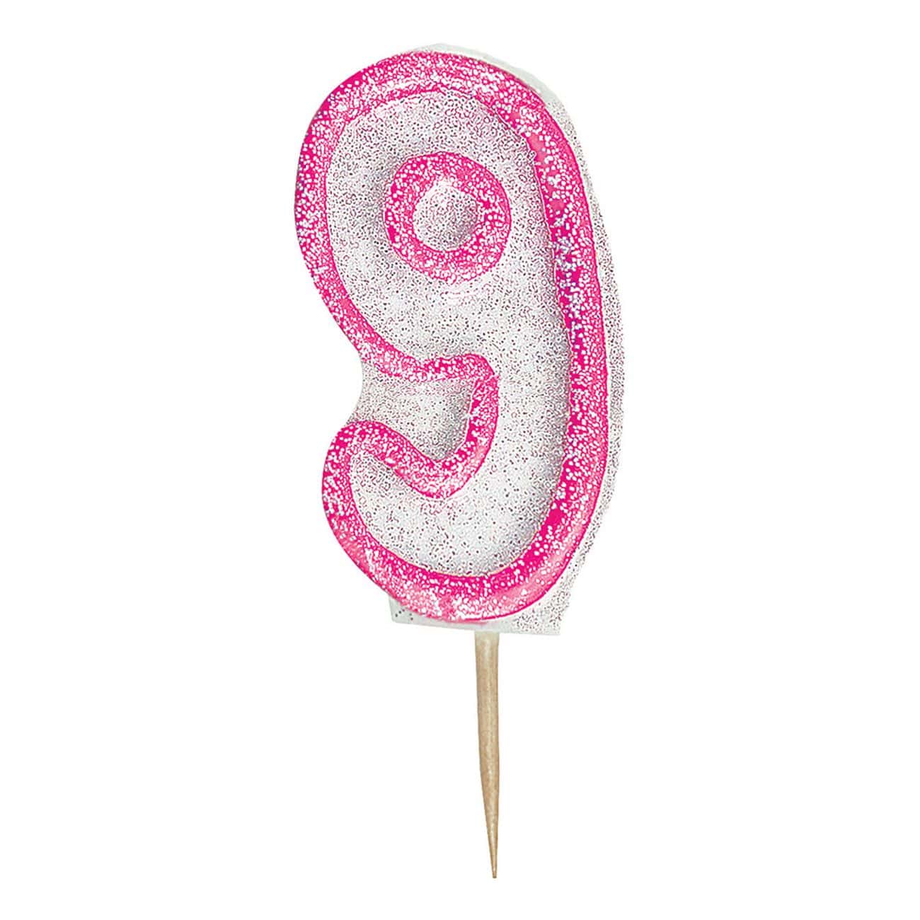 Glittrande Rosa Tårtljus Set